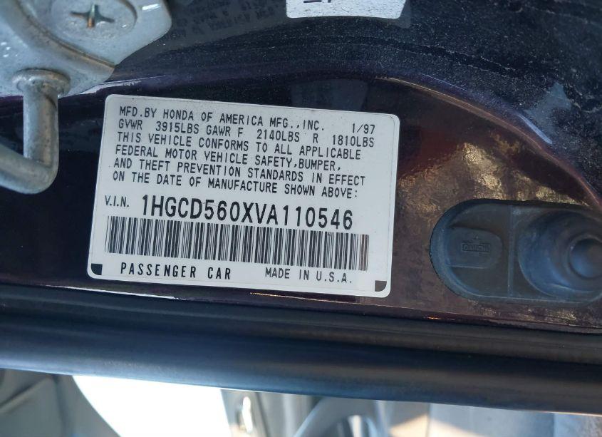 Photo 9 of 1997 Honda Accord SE (VIN 1HGCD560XVA110546)