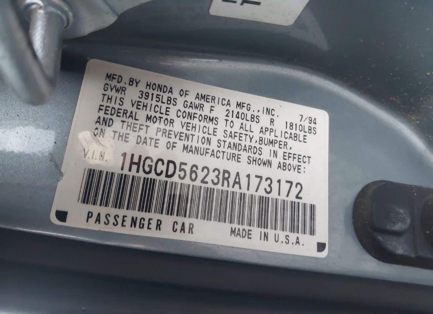 Photo 9 of 1994 Honda Accord DX (VIN 1HGCD5623RA173172)