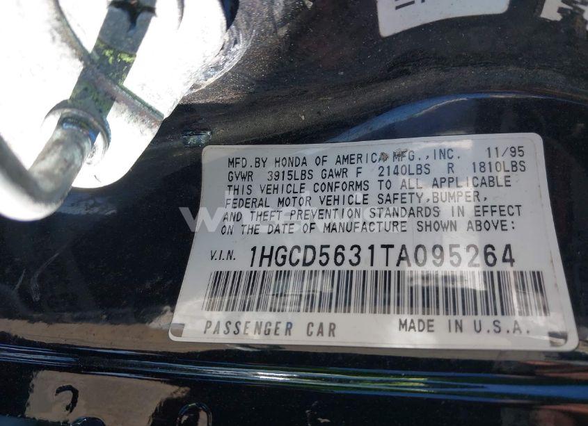 Photo 9 of 1996 Honda Accord LX/EX (VIN 1HGCD5631TA095264)