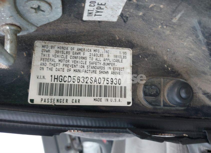 Photo 9 of 1995 Honda Accord LX/EX (VIN 1HGCD5632SA075930)