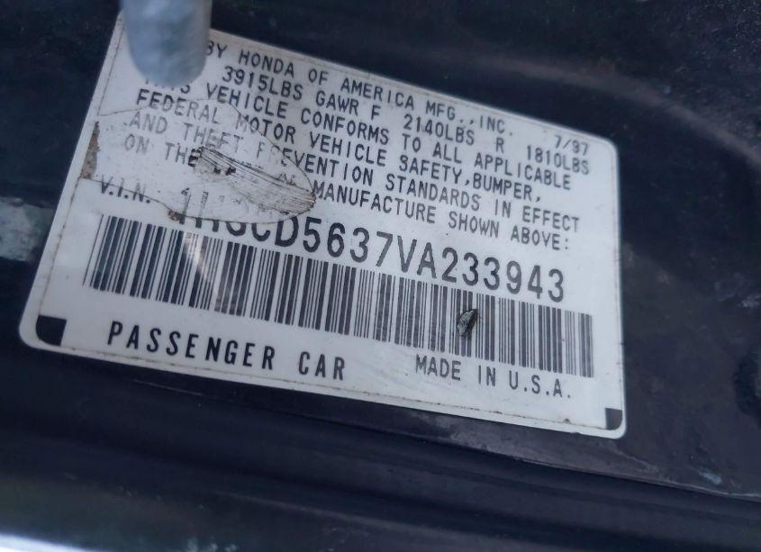 Photo 9 of 1997 Honda Accord LX (VIN 1HGCD5637VA233943)