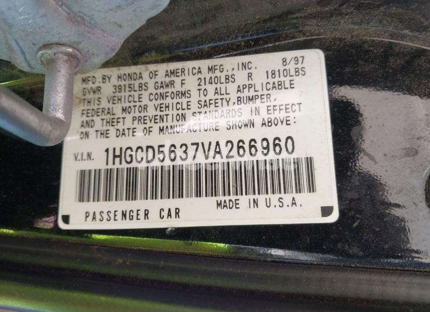 Photo 9 of 1997 Honda Accord LX (VIN 1HGCD5637VA266960)