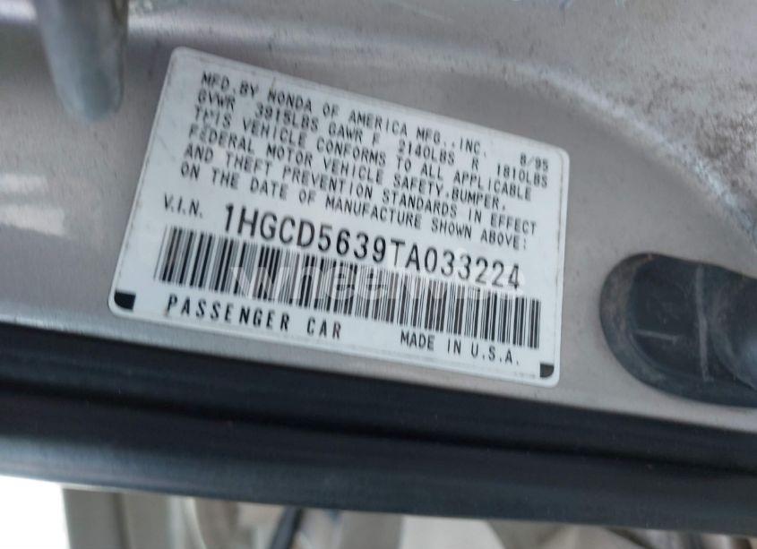 Photo 9 of 1996 Honda Accord LX/EX (VIN 1HGCD5639TA033224)