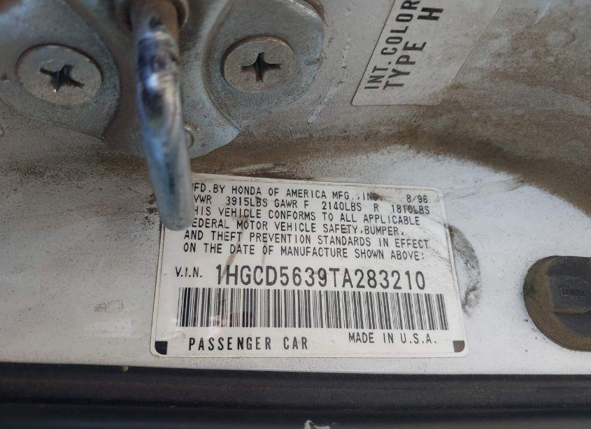 Photo 9 of 1996 Honda Accord LX/EX (VIN 1HGCD5639TA283210)