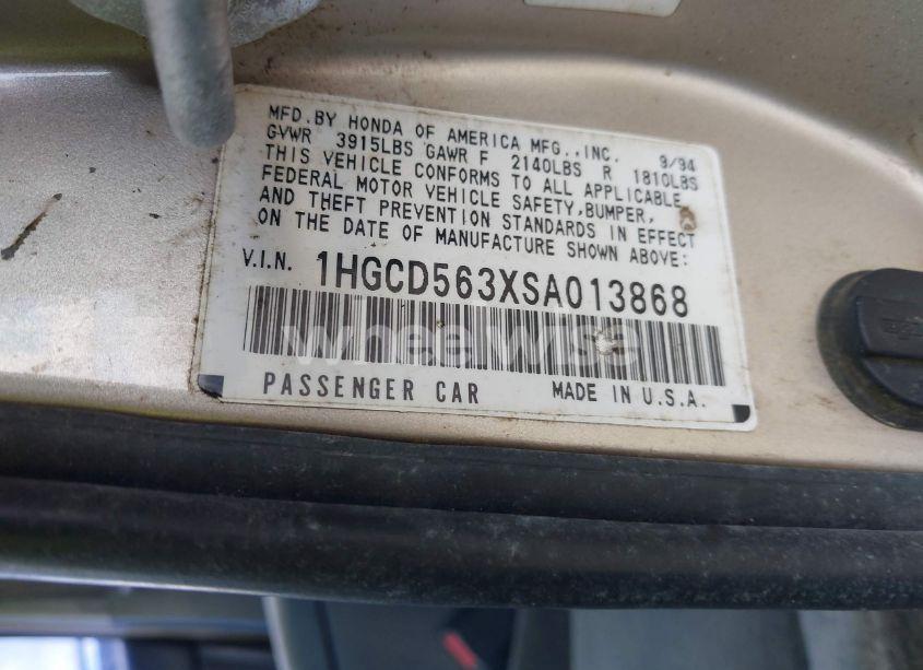 Photo 9 of 1995 Honda Accord LX/EX (VIN 1HGCD563XSA013868)