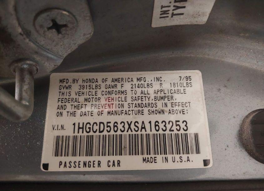 Photo 9 of 1995 Honda Accord LX/EX (VIN 1HGCD563XSA163253)