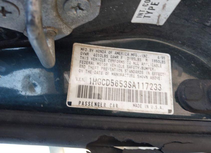 Photo 9 of 1995 Honda Accord EX (VIN 1HGCD5653SA117233)