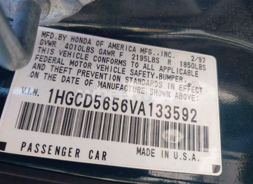 Photo 9 of 1997 Honda Accord EX (VIN 1HGCD5656VA133592)