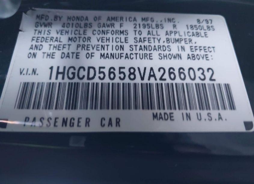 Photo 9 of 1997 Honda Accord EX (VIN 1HGCD5658VA266032)