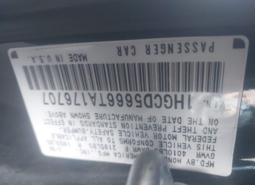 Photo 9 of 1996 Honda Accord EX (VIN 1HGCD5666TA176707)