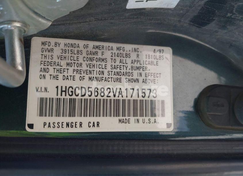 Photo 9 of 1997 Honda Accord VALUE (VIN 1HGCD5682VA171573)