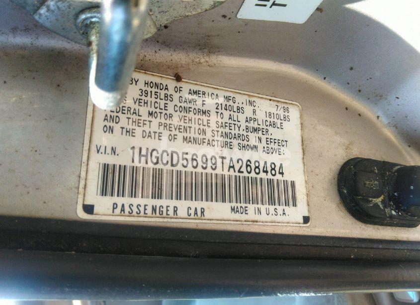 Photo 9 of 1996 Honda Accord VALUE (VIN 1HGCD5699TA268484)