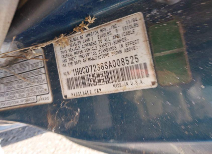 Photo 9 of 1995 Honda Accord LX (VIN 1HGCD7238SA008525)