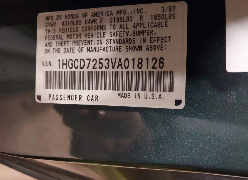 Photo 9 of 1997 Honda Accord EX (VIN 1HGCD7253VA018126)