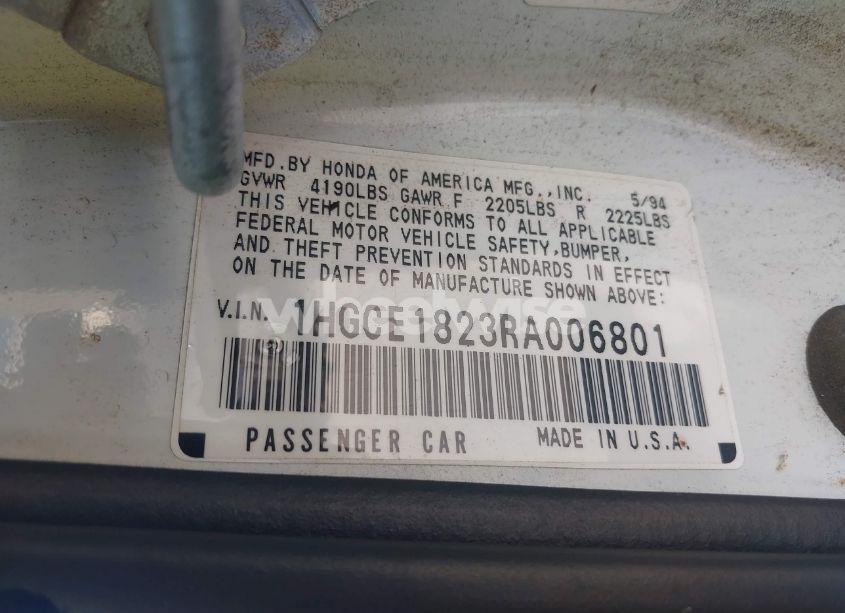 Photo 9 of 1994 Honda Accord LX/EX (VIN 1HGCE1823RA006801)