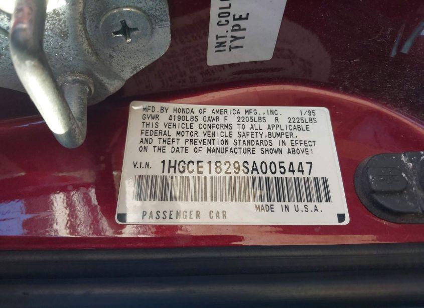 Photo 9 of 1995 Honda Accord LX (VIN 1HGCE1829SA005447)