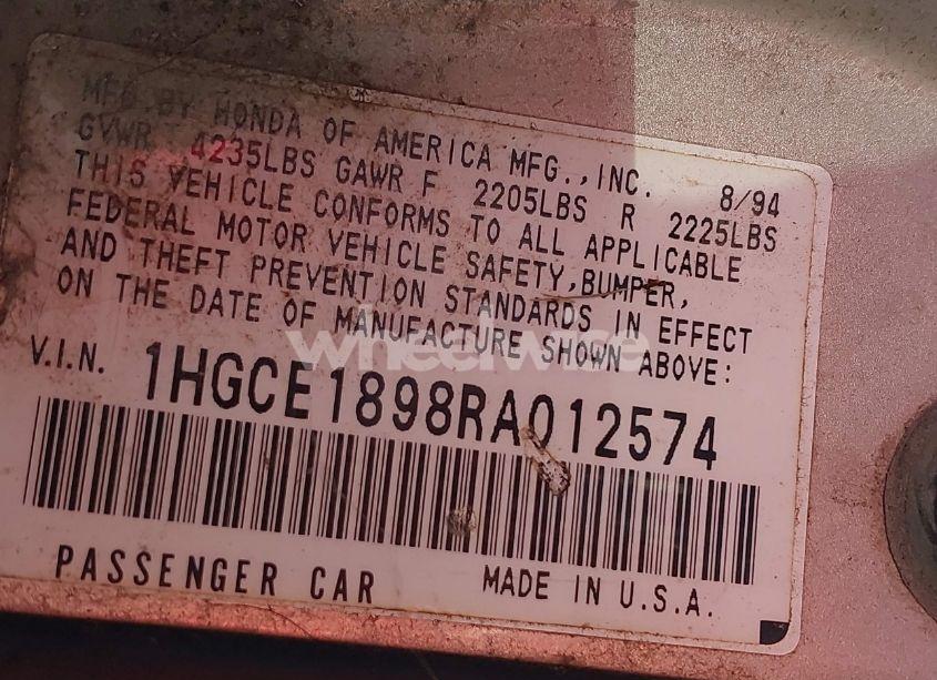 Photo 9 of 1994 Honda Accord EX (VIN 1HGCE1898RA012574)