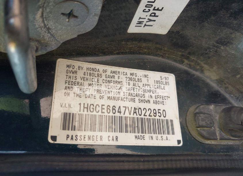 Photo 9 of 1997 Honda Accord LX V6 (VIN 1HGCE6647VA022950)