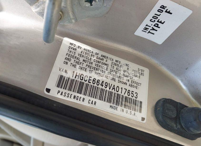 Photo 9 of 1997 Honda Accord LX V6 (VIN 1HGCE6649VA017653)