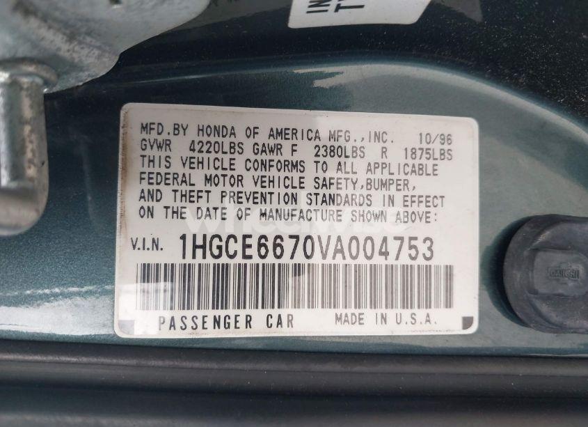 Photo 9 of 1997 Honda Accord EX V6 (VIN 1HGCE6670VA004753)