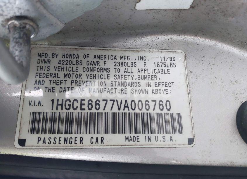 Photo 9 of 1997 Honda Accord EX V6 (VIN 1HGCE6677VA006760)