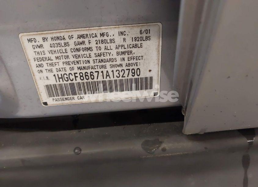 Photo 9 of 2001 Honda Accord VALUE PACKAGE (VIN 1HGCF86671A132790)