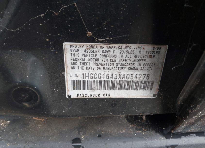 Photo 9 of 1999 Honda Accord LX V6 (VIN 1HGCG1643XA054276)