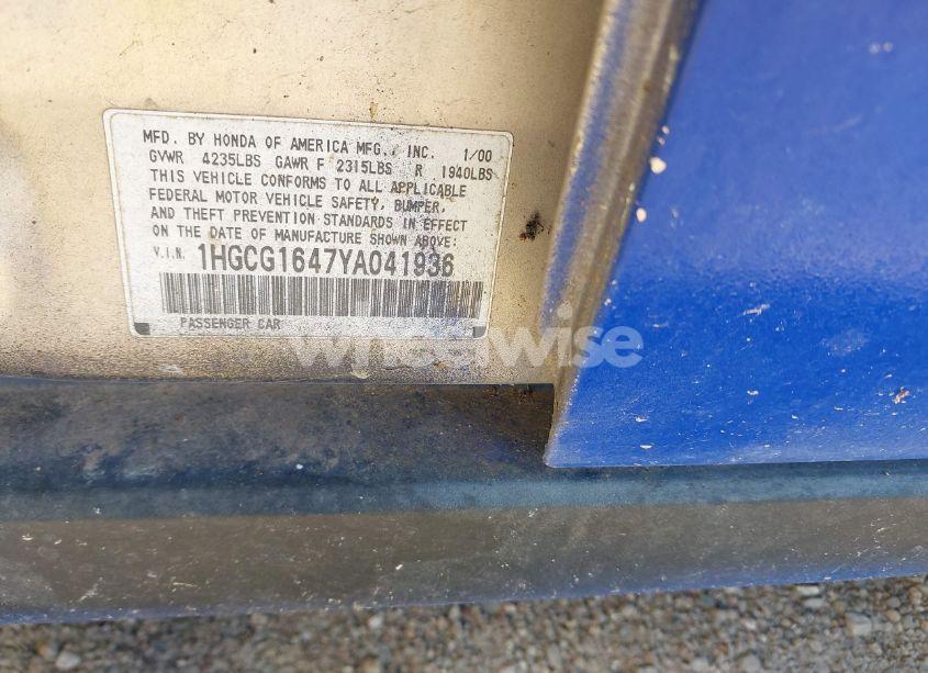 Photo 9 of 2000 Honda Accord 3.0 LX (VIN 1HGCG1647YA041936)