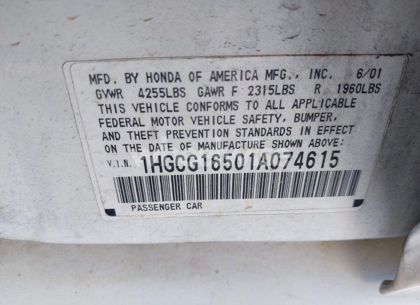 Photo 9 of 2001 Honda Accord 3.0 EX (VIN 1HGCG16501A074615)