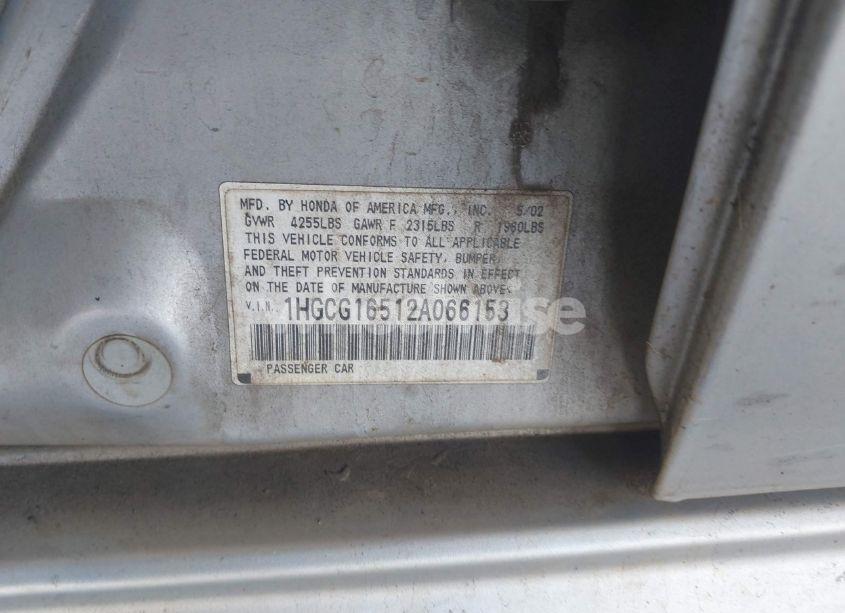 Photo 9 of 2002 Honda Accord 3.0 EX (VIN 1HGCG16512A066153)