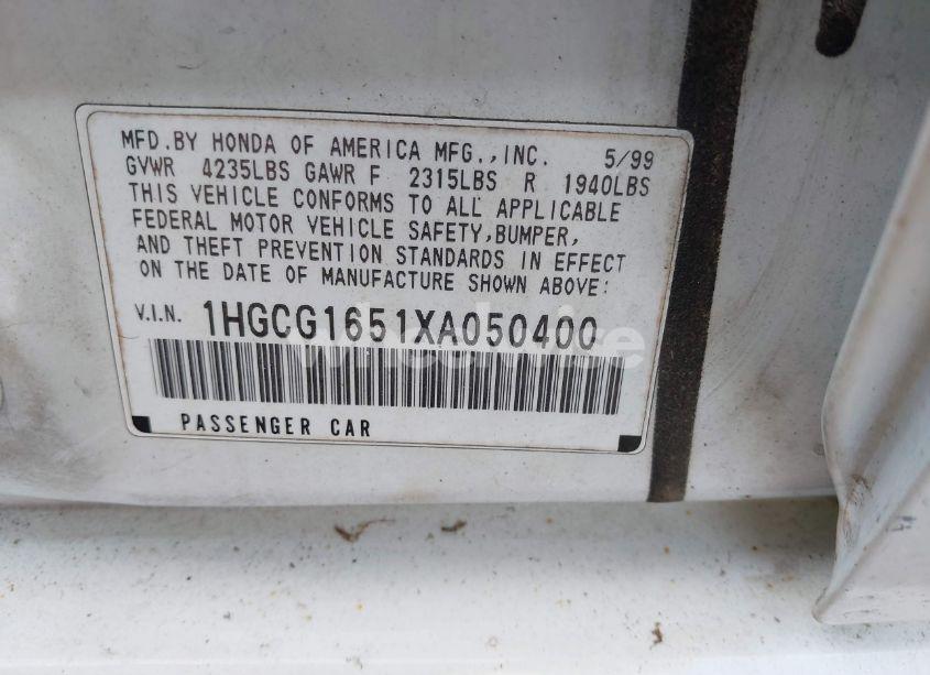 Photo 9 of 1999 Honda Accord EX V6 (VIN 1HGCG1651XA050400)