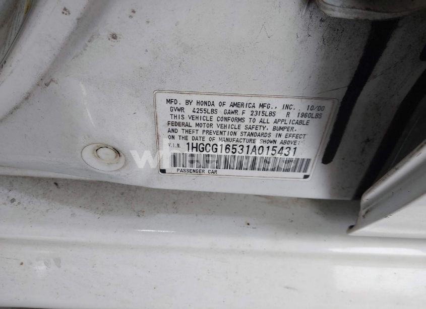 Photo 9 of 2001 Honda Accord 3.0 EX (VIN 1HGCG16531A015431)