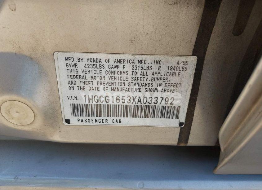 Photo 9 of 1999 Honda Accord EX V6 (VIN 1HGCG1653XA033792)