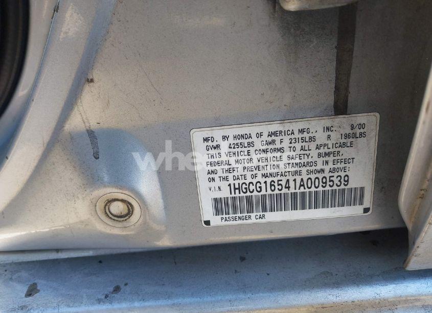 Photo 9 of 2001 Honda Accord 3.0 EX (VIN 1HGCG16541A009539)