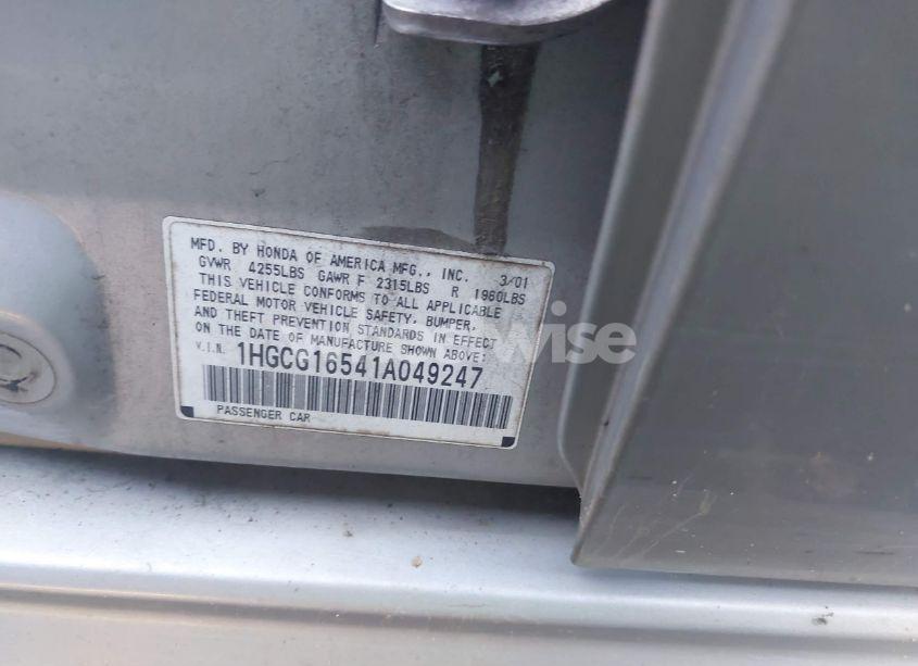 Photo 9 of 2001 Honda Accord 3.0 EX (VIN 1HGCG16541A049247)