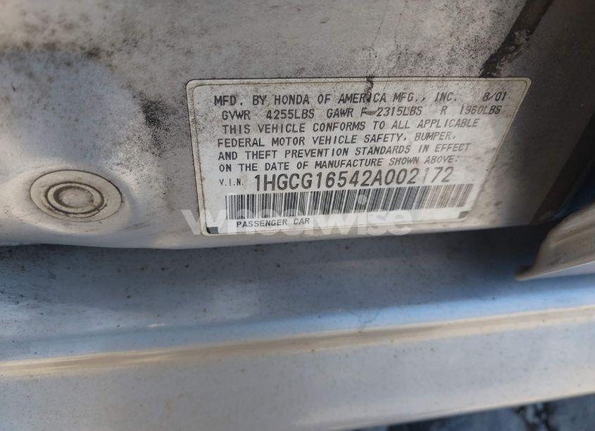 Photo 9 of 2002 Honda Accord 3.0 EX (VIN 1HGCG16542A002172)