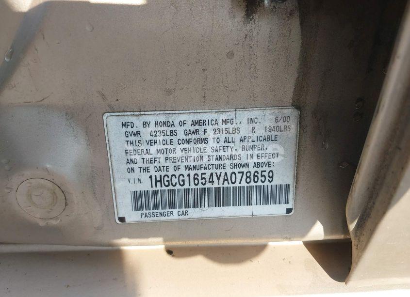 Photo 9 of 2000 Honda Accord 3.0 EX (VIN 1HGCG1654YA078659)