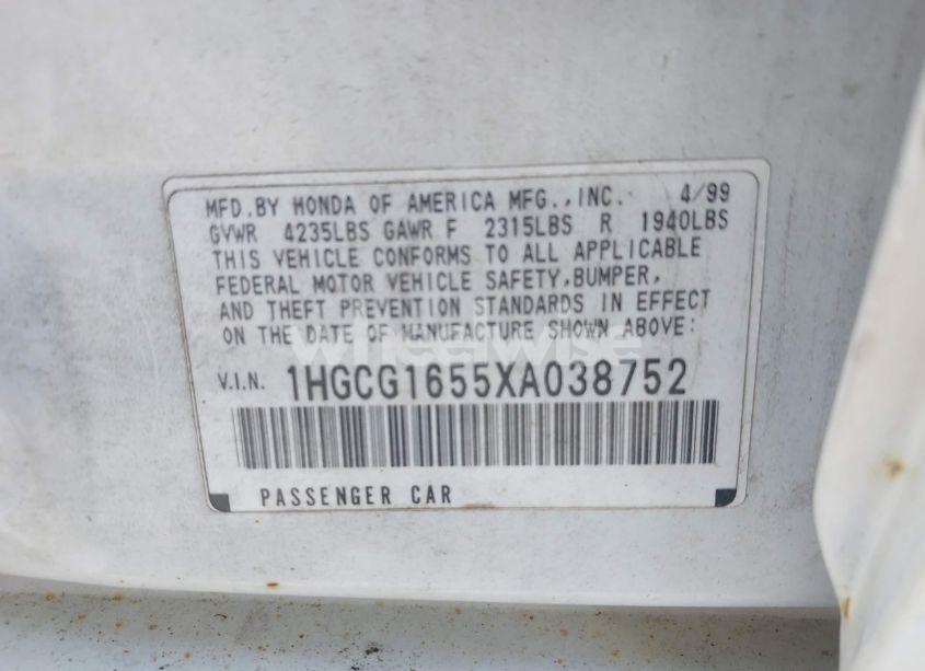 Photo 9 of 1999 Honda Accord EX V6 (VIN 1HGCG1655XA038752)