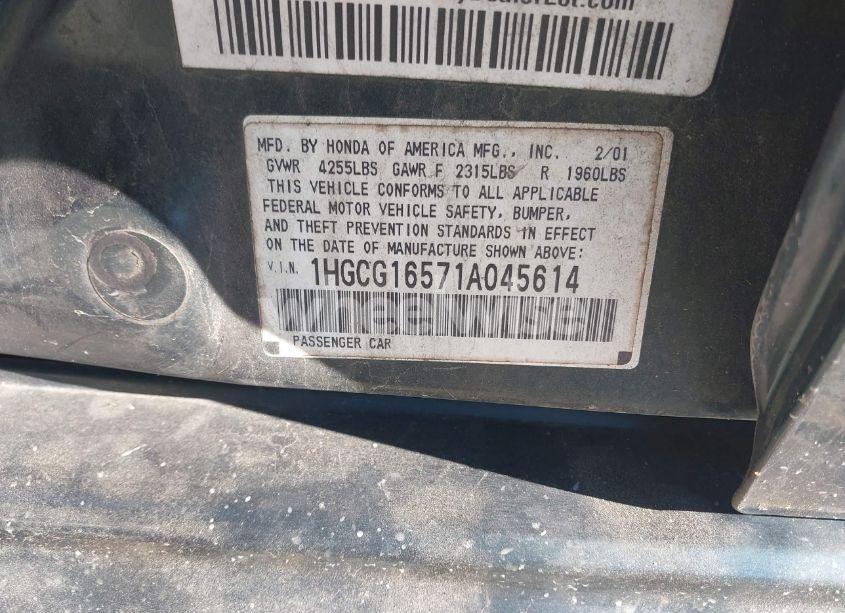 Photo 9 of 2001 Honda Accord 3.0 EX (VIN 1HGCG16571A045614)