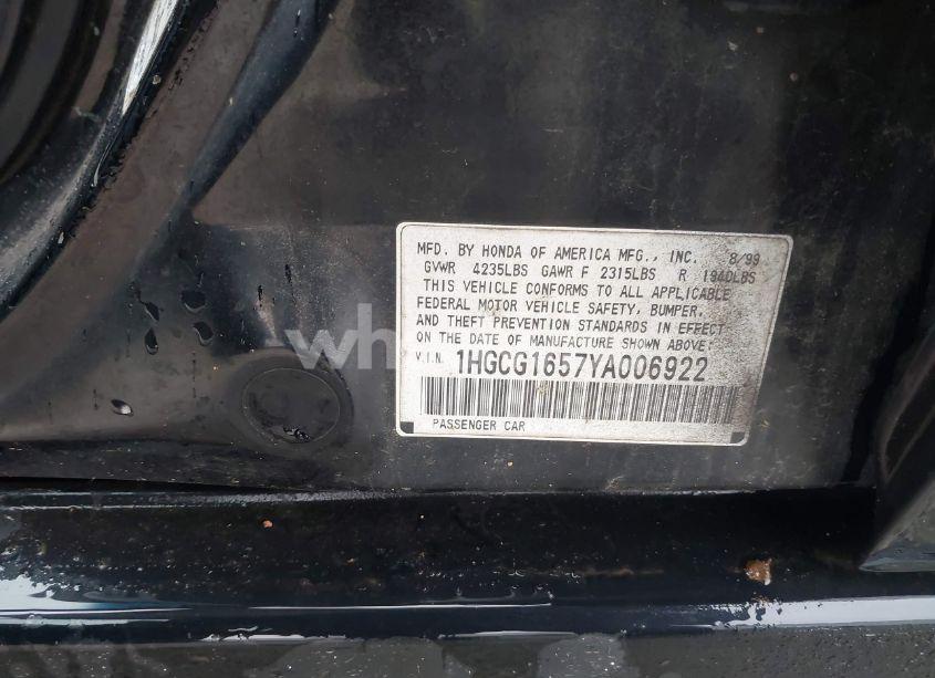 Photo 9 of 2000 Honda Accord 3.0 EX (VIN 1HGCG1657YA006922)