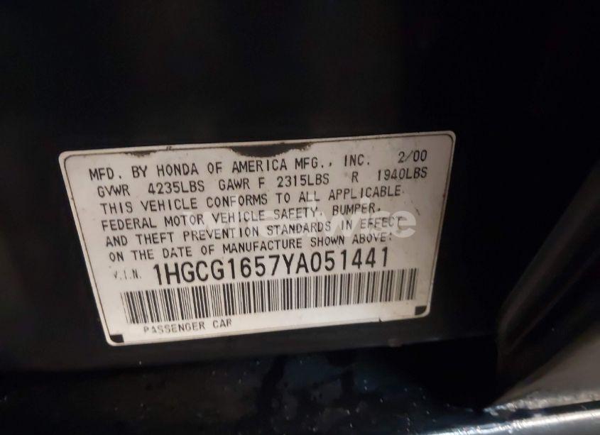 Photo 9 of 2000 Honda Accord 3.0 EX (VIN 1HGCG1657YA051441)