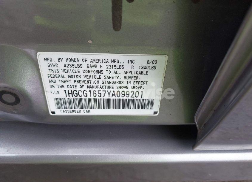 Photo 9 of 2000 Honda Accord 3.0 EX (VIN 1HGCG1657YA099201)