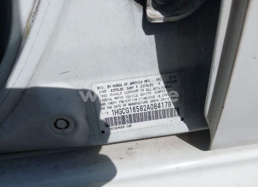 Photo 9 of 2002 Honda Accord 3.0 EX (VIN 1HGCG16582A084178)