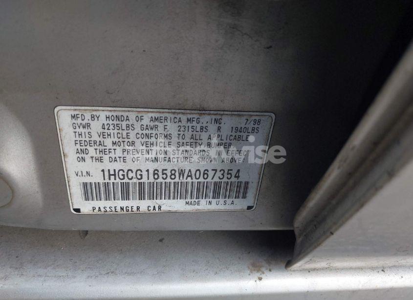 Photo 9 of 1998 Honda Accord EX V6 (VIN 1HGCG1658WA067354)