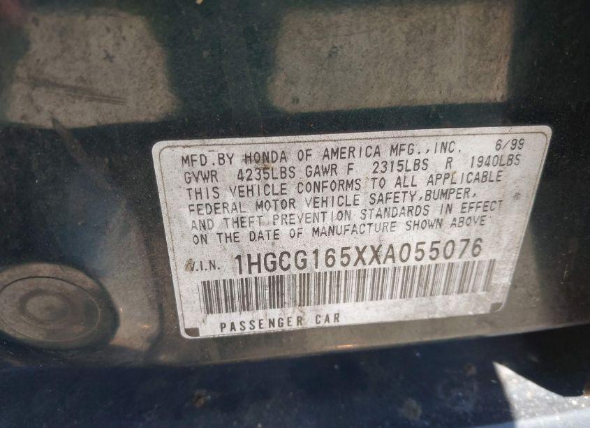 Photo 9 of 1999 Honda Accord EX V6 (VIN 1HGCG165XXA055076)