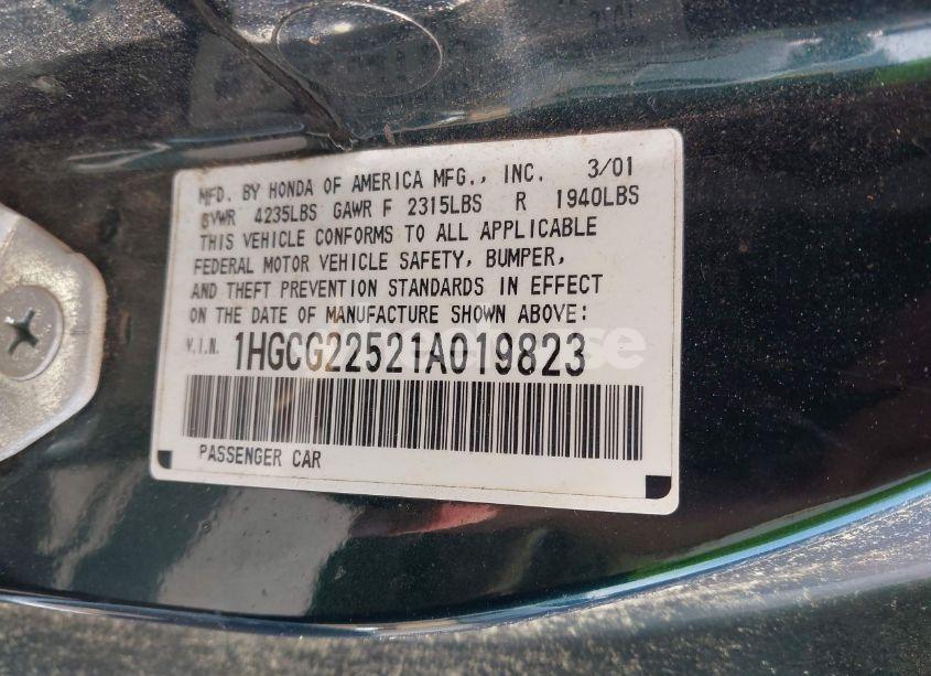 Photo 9 of 2001 Honda Accord 3.0 EX (VIN 1HGCG22521A019823)