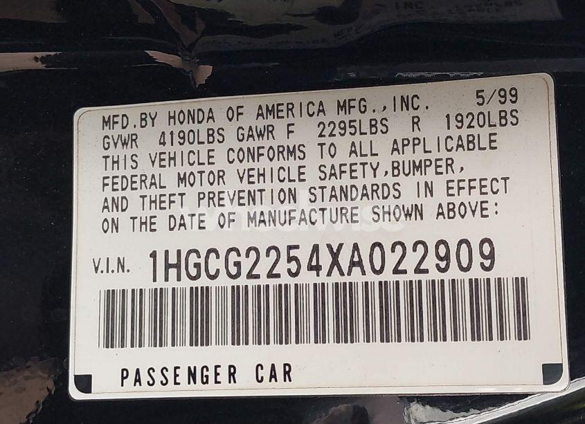 Photo 9 of 1999 Honda Accord EX V6 (VIN 1HGCG2254XA022909)