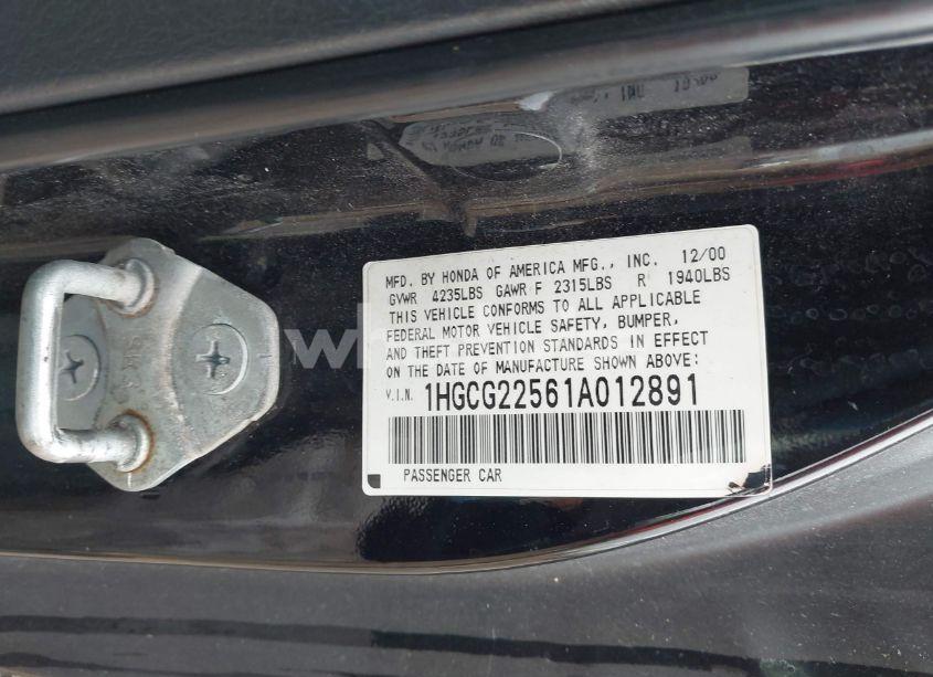 Photo 9 of 2001 Honda Accord 3.0 EX (VIN 1HGCG22561A012891)