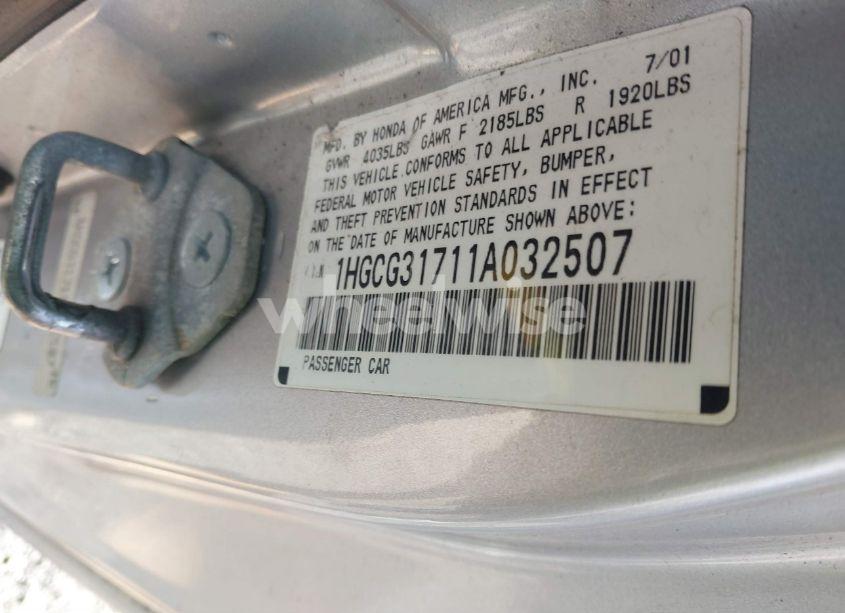 Photo 9 of 2001 Honda Accord 2.3 EX (VIN 1HGCG31711A032507)