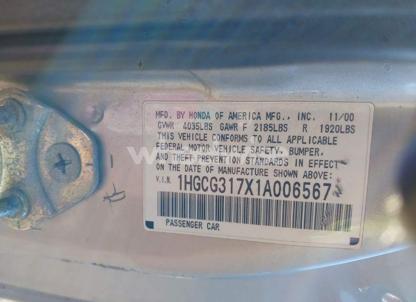Photo 9 of 2001 Honda Accord 2.3 EX (VIN 1HGCG317X1A006567)